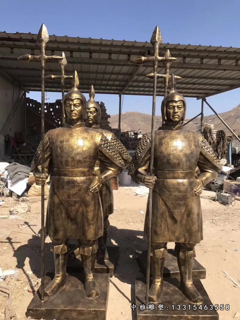 古代打仗士兵铜雕 (1)