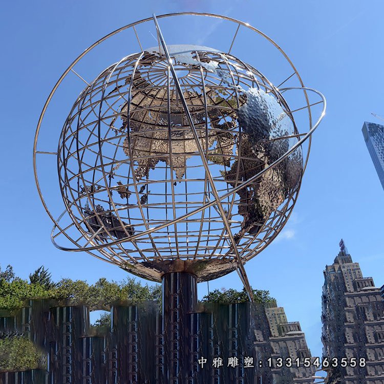 地球仪不锈钢雕塑 (2)