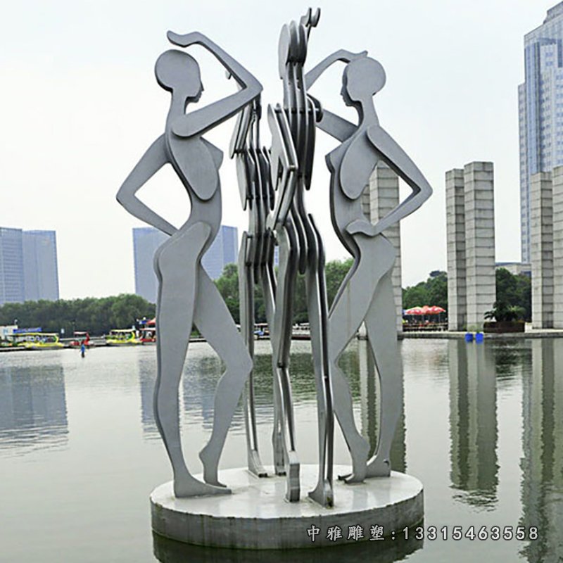 不锈钢跳舞情侣 广场景观雕塑 (1)