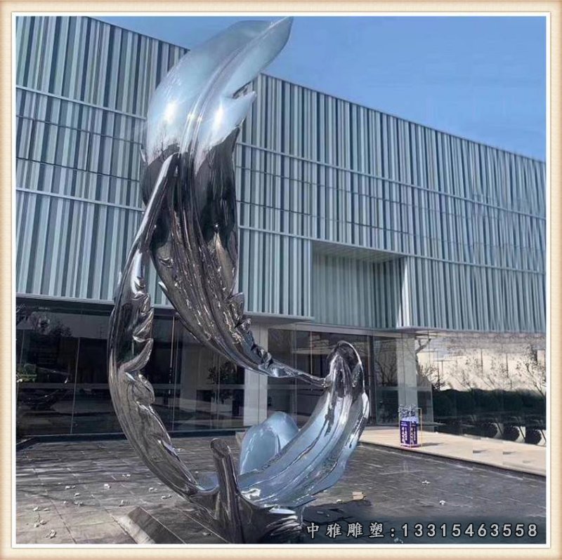 广场镜面不锈钢羽毛雕塑