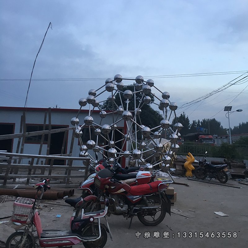 不锈钢原子球雕塑，校园不锈钢雕塑 (3)