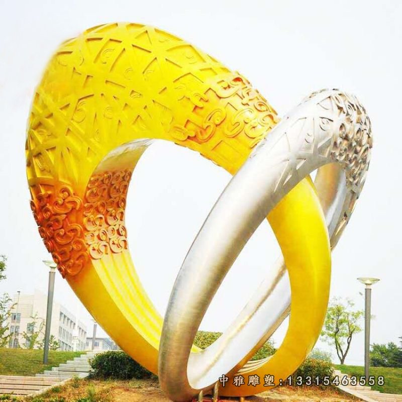 广场不锈钢抽象圆环雕塑(1)