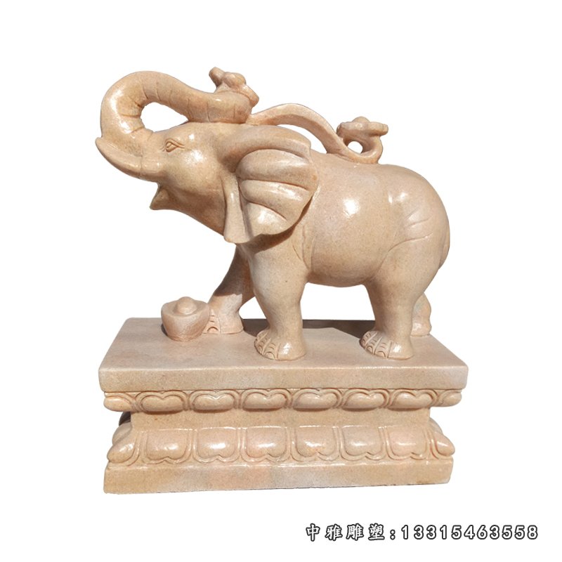 大理石立式大象 石雕看门动物雕塑