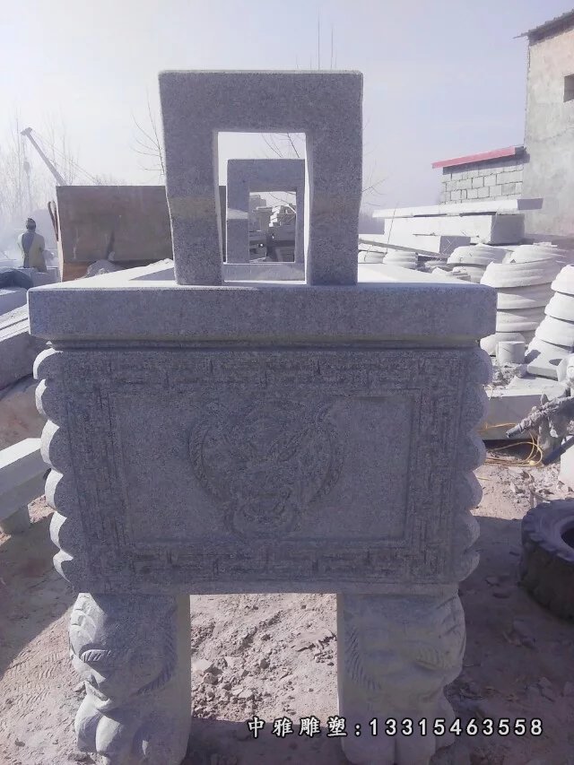 石雕鼎，寺庙石鼎雕塑 (3)