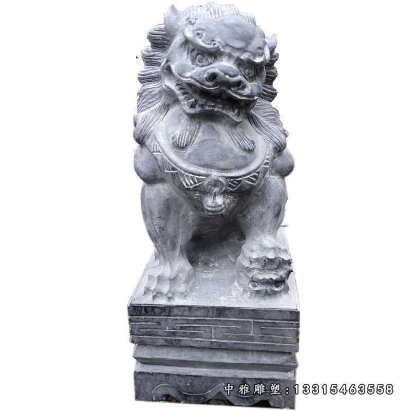 厂家直销 青石做旧石狮子一对仿古石雕酒店门口公园摆件大 型装饰62046