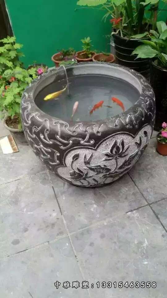 大理石景观鱼缸雕塑