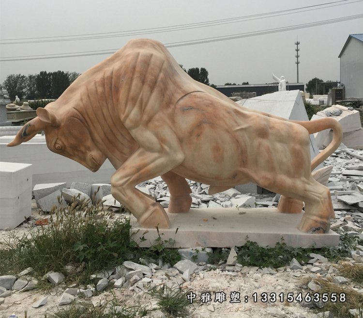 晚霞红犀牛 石雕广场动物摆件 (3)