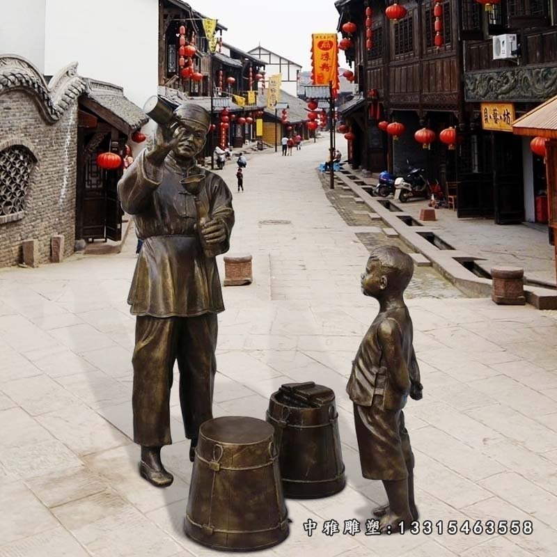 民俗人物打油铜雕 (2)