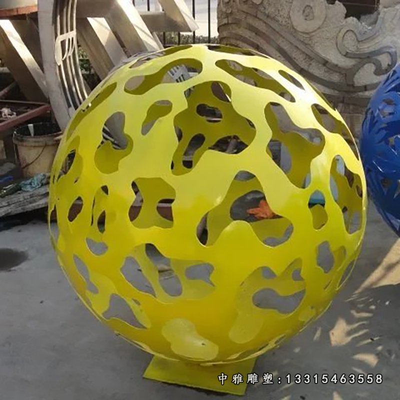 不锈钢花球，不锈钢球雕塑，不锈钢镂空球 (2)
