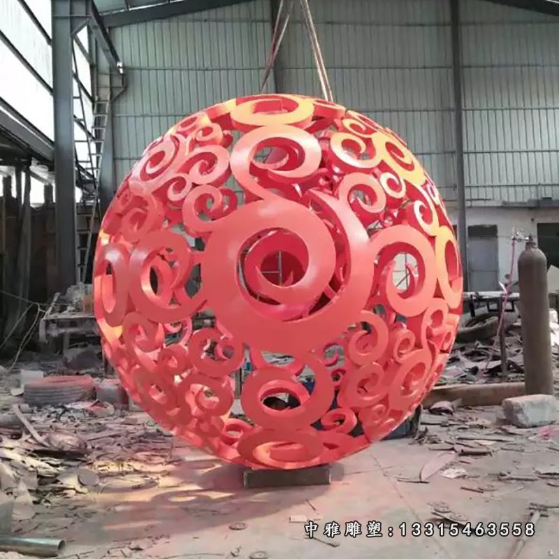 不锈钢花球雕塑，不锈钢彩球雕塑，不锈钢镂空球雕塑 (2)