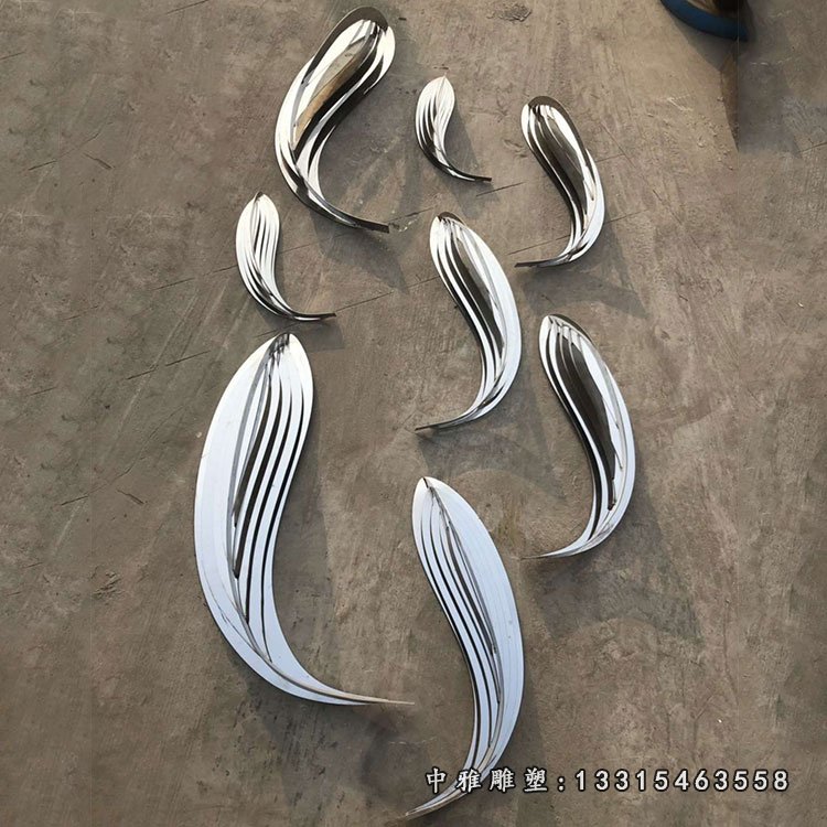 不锈钢抽象鱼雕塑 (12)