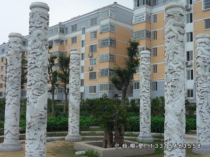 大理石龙浮雕石柱 石雕广场景观雕塑