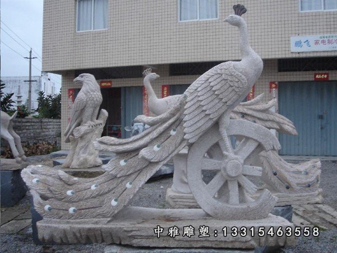 孔雀石雕，公园动物石雕