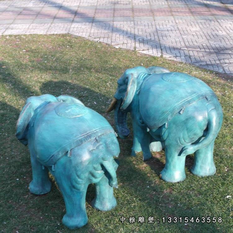 青铜大象雕塑，庭院动物铜雕 (2)