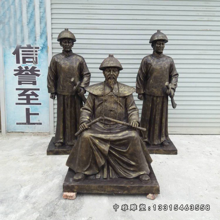 公园动物雕塑，玻璃钢仿铜林则徐雕塑