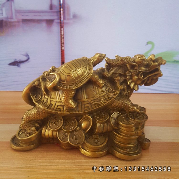 纯铜龙龟摆件纯铜金钱龟纯铜母子龙头龟铜器铜龟八卦龙铜家居摆件53015