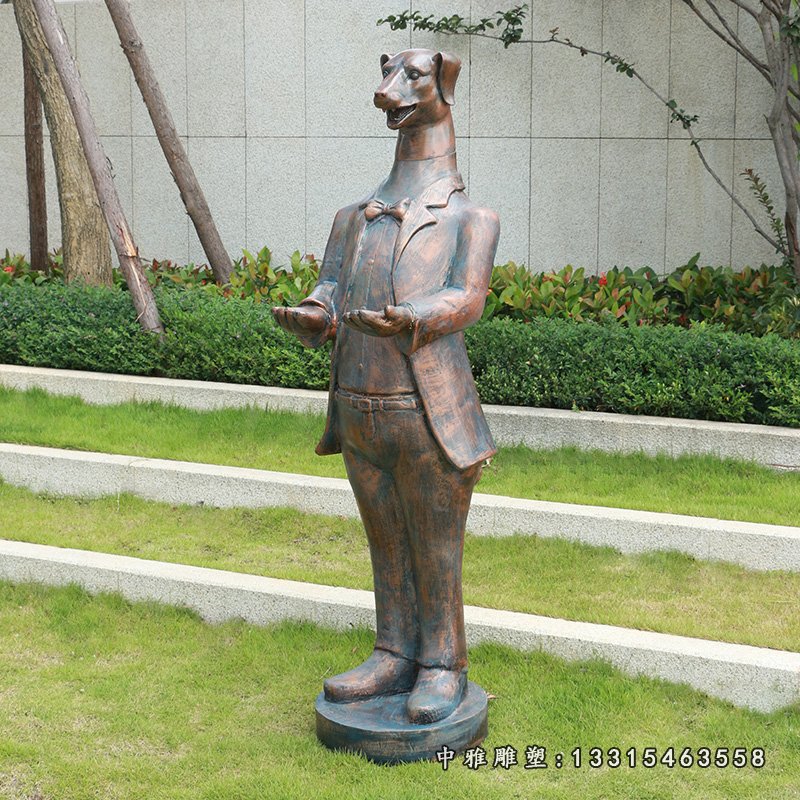 穿西装的卡通狗铜雕