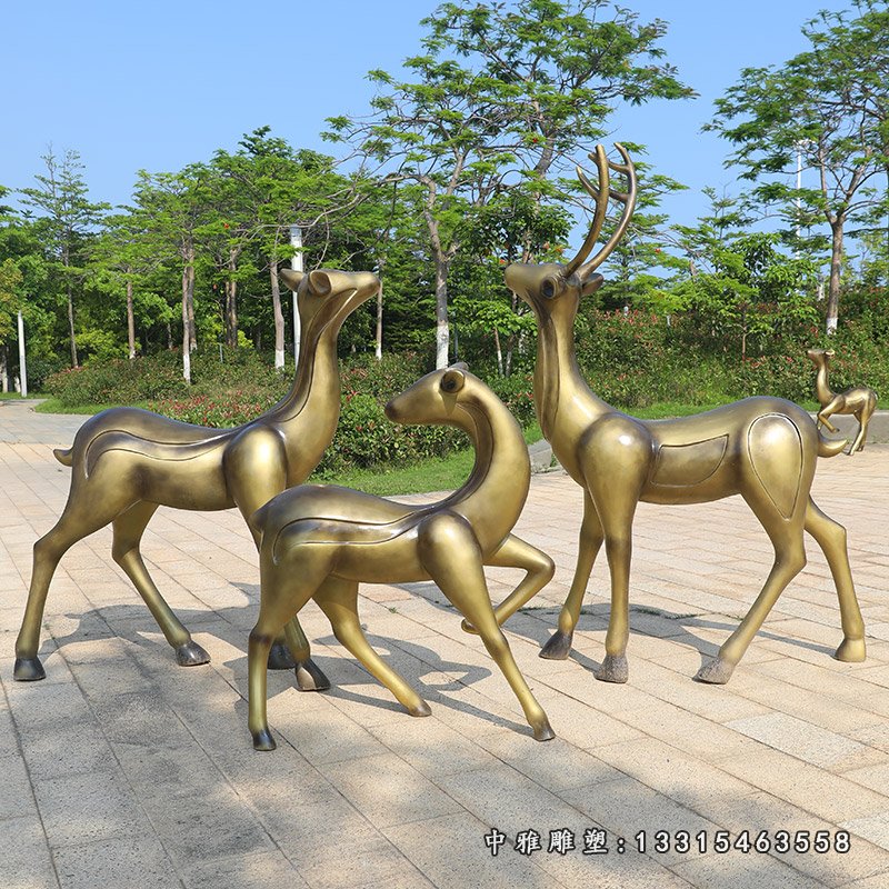 铜雕抽象鹿群 (2)