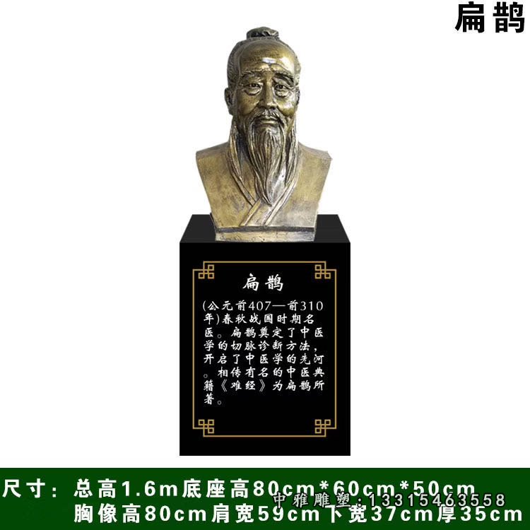 医院古代名人扁鹊头像铜雕
