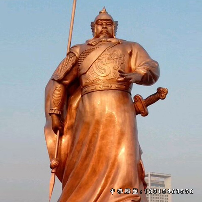 广场名将岳飞人物铜雕