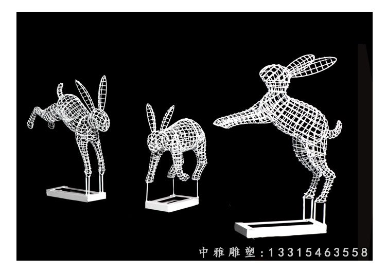 商场休闲镂空兔子雕塑 (1)