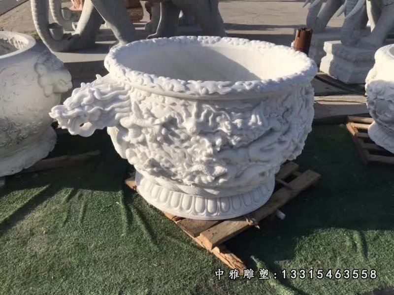 龙浮雕景观花盆雕塑