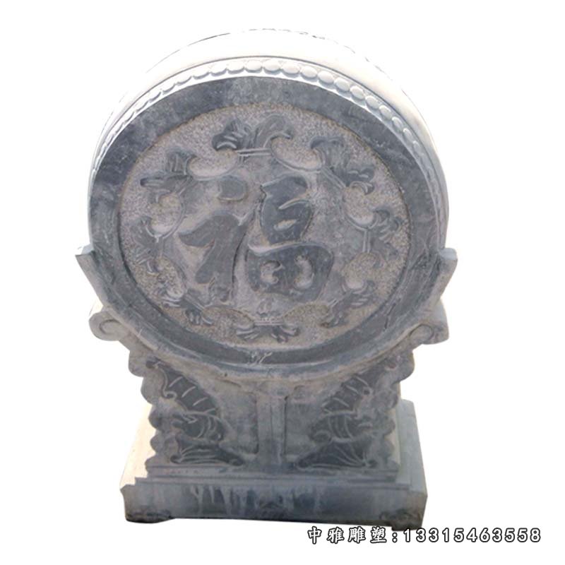青石门墩石雕,门口大象抱鼓石 (7)