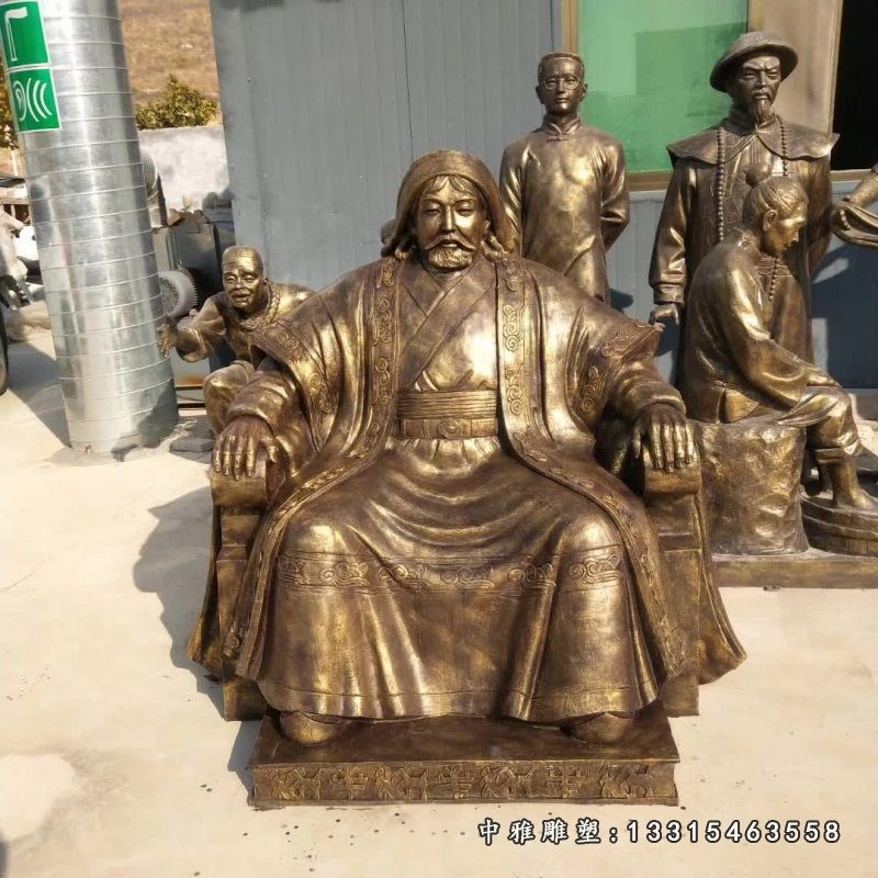 古代帝王成吉思汗铜雕像
