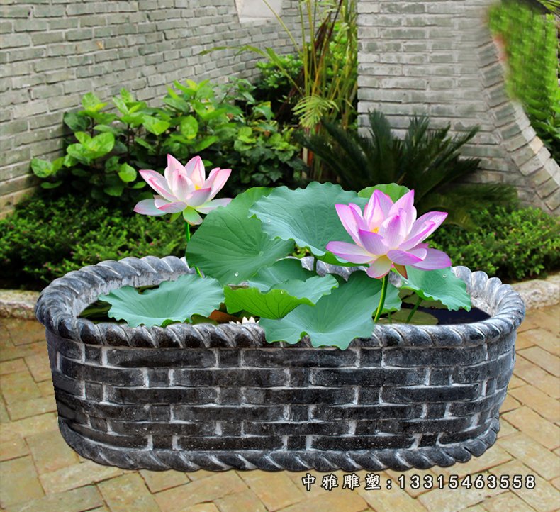 花篮式浮雕鱼缸，公园景观石雕