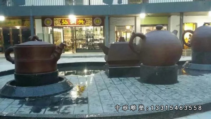 铜水壶雕塑，广场水壶喷泉雕塑 (1)