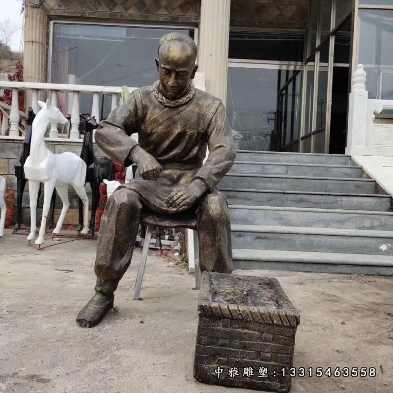 步行街修鞋人物铜雕