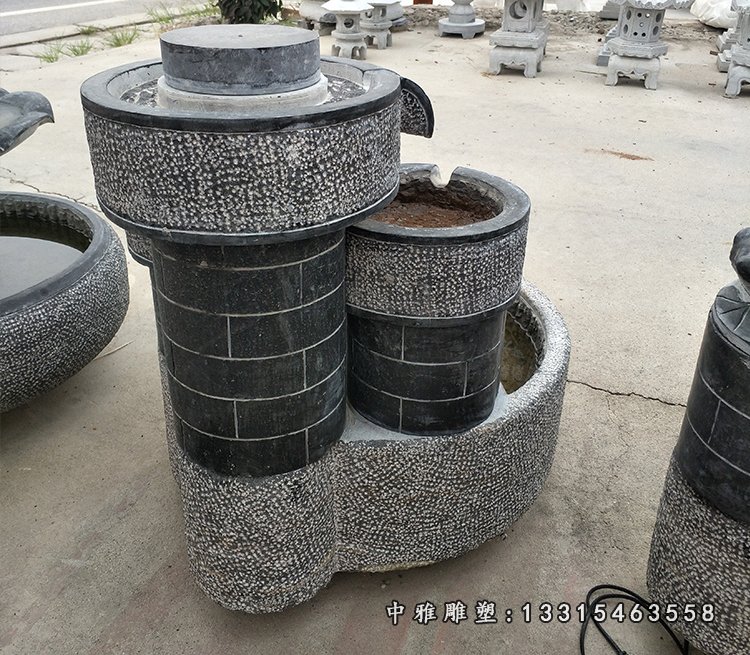 大理石磨豆浆 石雕小区景观摆件 (2)