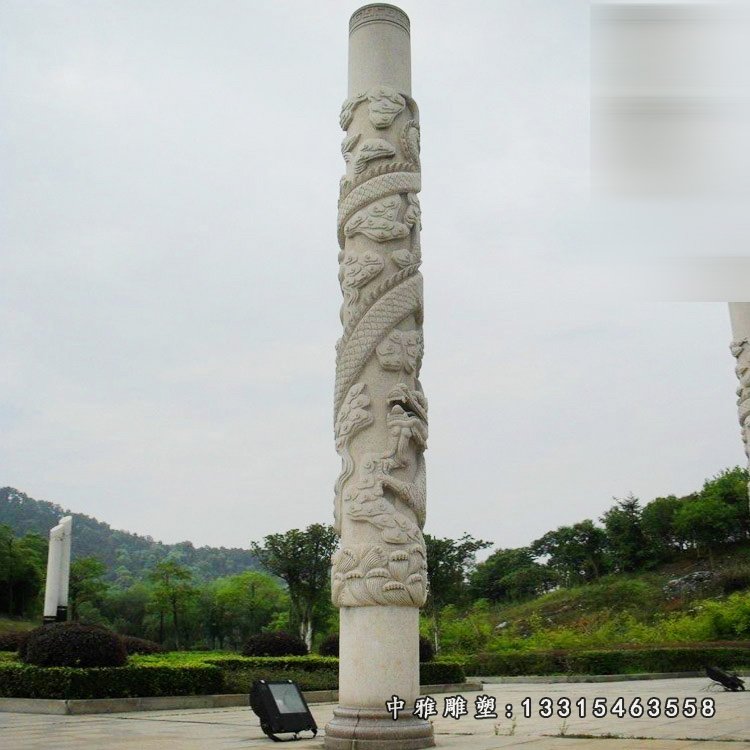 大理石降龙柱 石雕广场景观雕塑