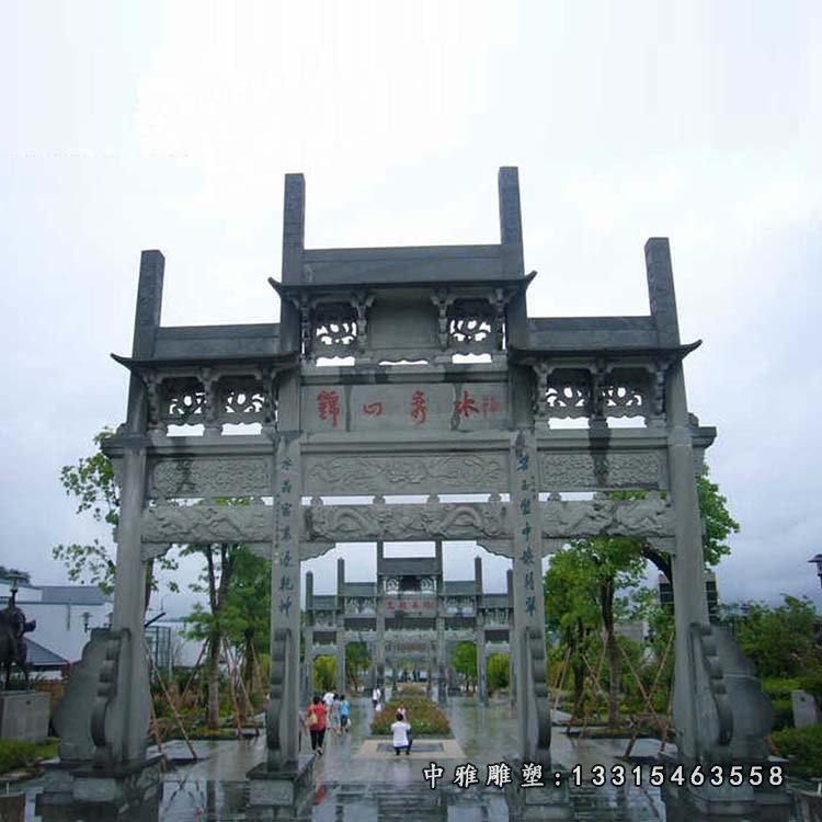 大理石三门景区牌坊 道路牌坊石雕