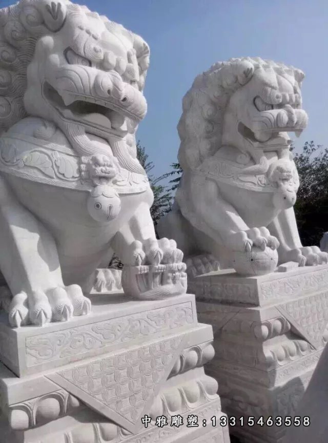 北京狮石雕，汉白玉北京狮雕塑，狮子石雕 (2)