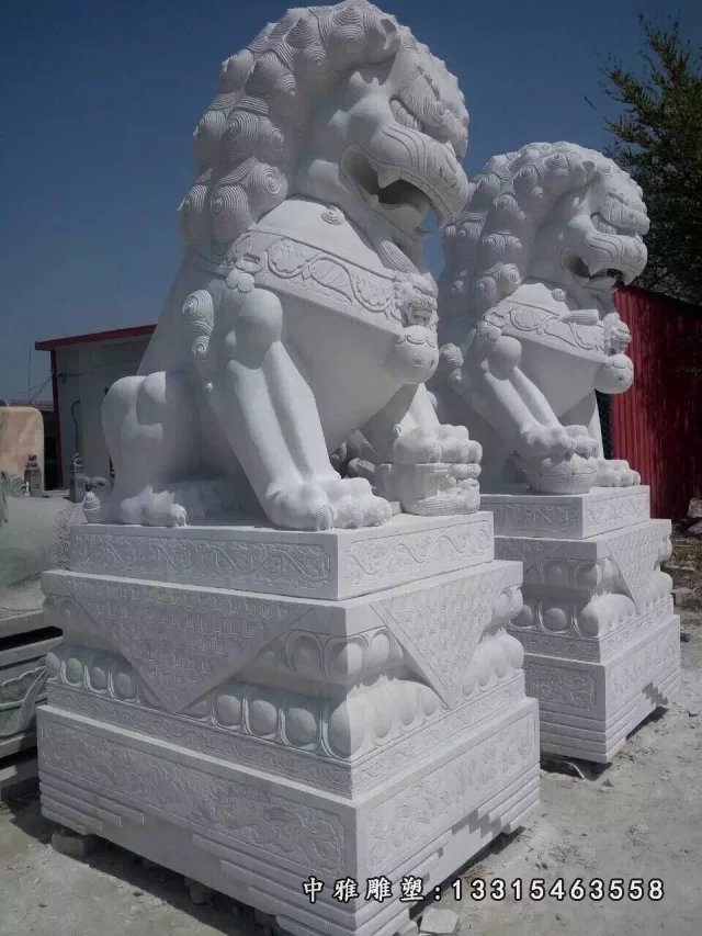 北京狮石雕，汉白玉北京狮雕塑，狮子石雕 (3)