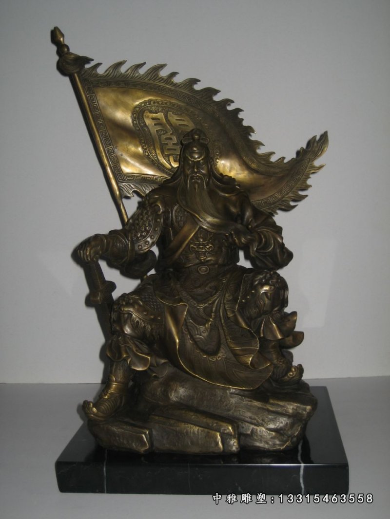坐式关公铜雕，古代名人铜雕