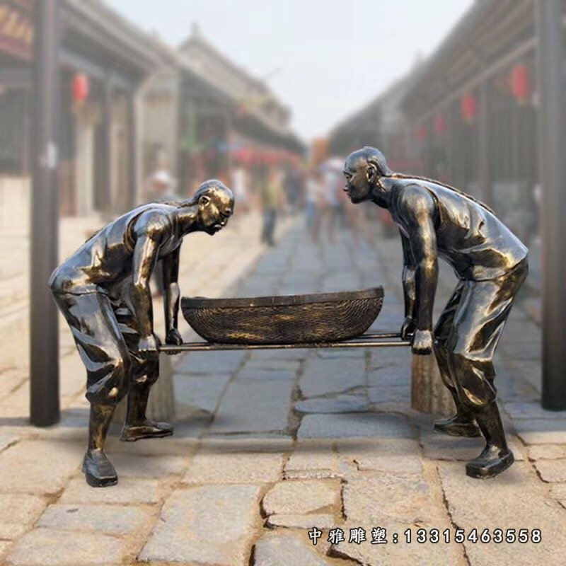 酒文化古代酿酒工序人物铜雕 (6)