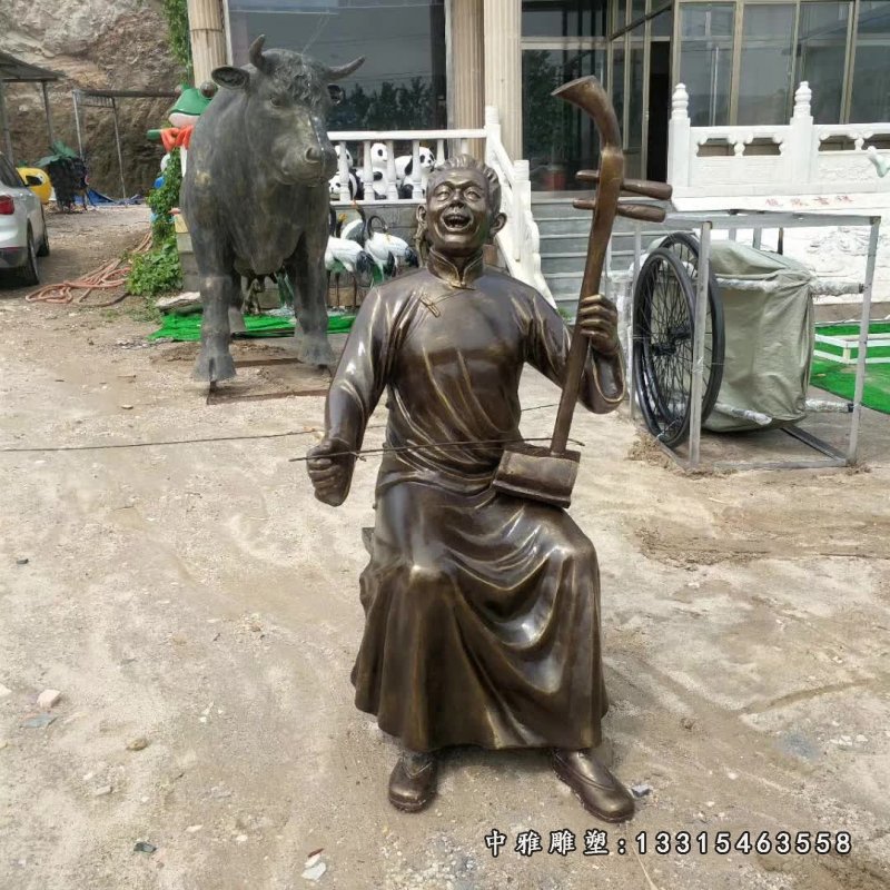 戏剧主题唱戏人物铜雕 (2)